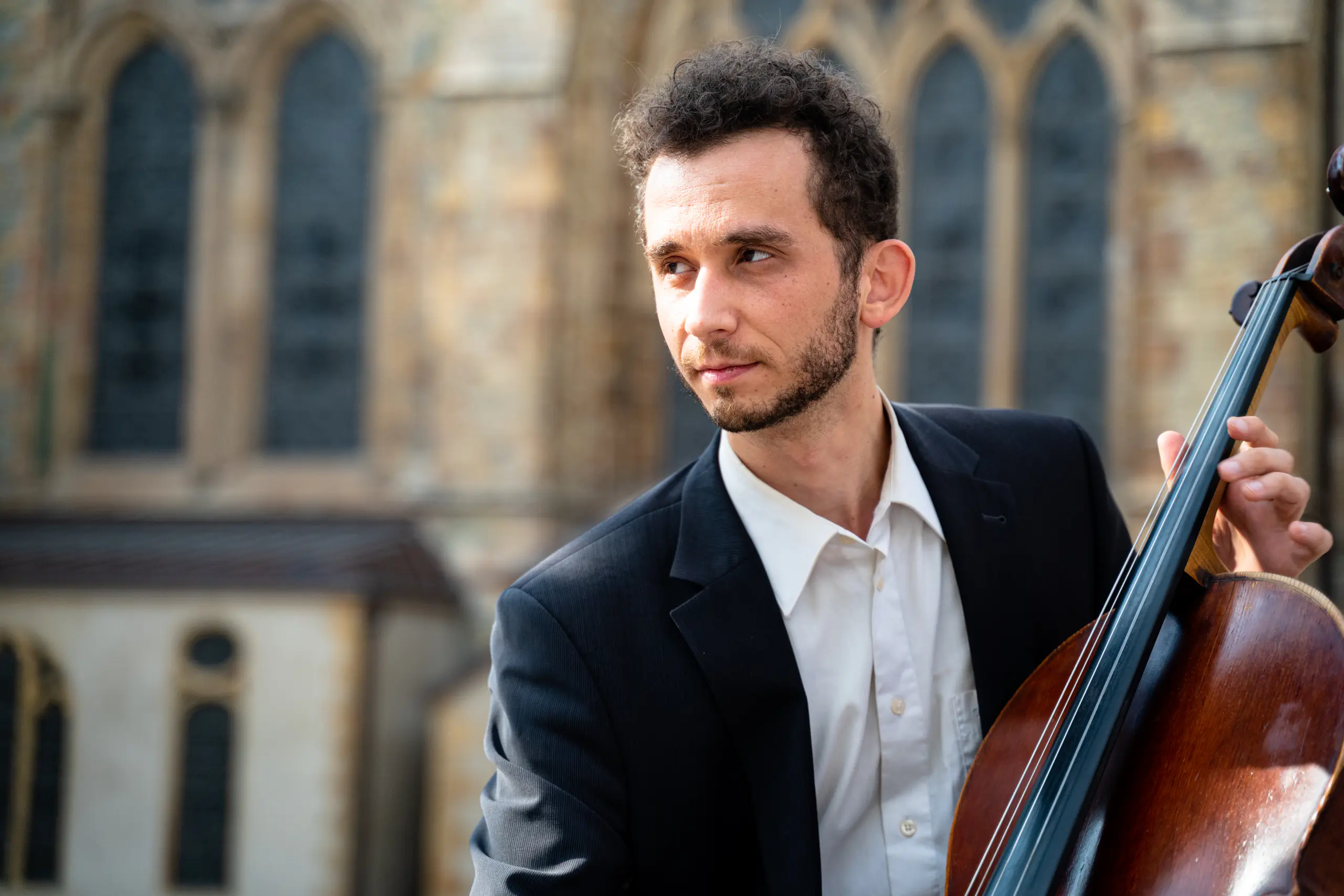 Portrait of Ventsislav Harkov with his cello